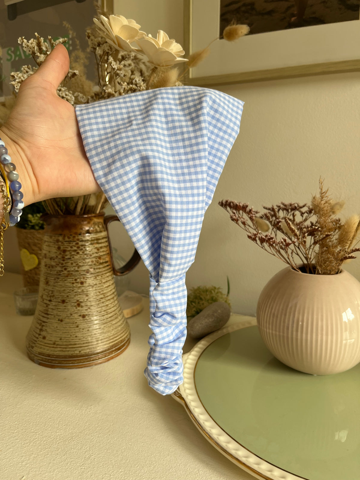 Fichu vichy bleu et blanc